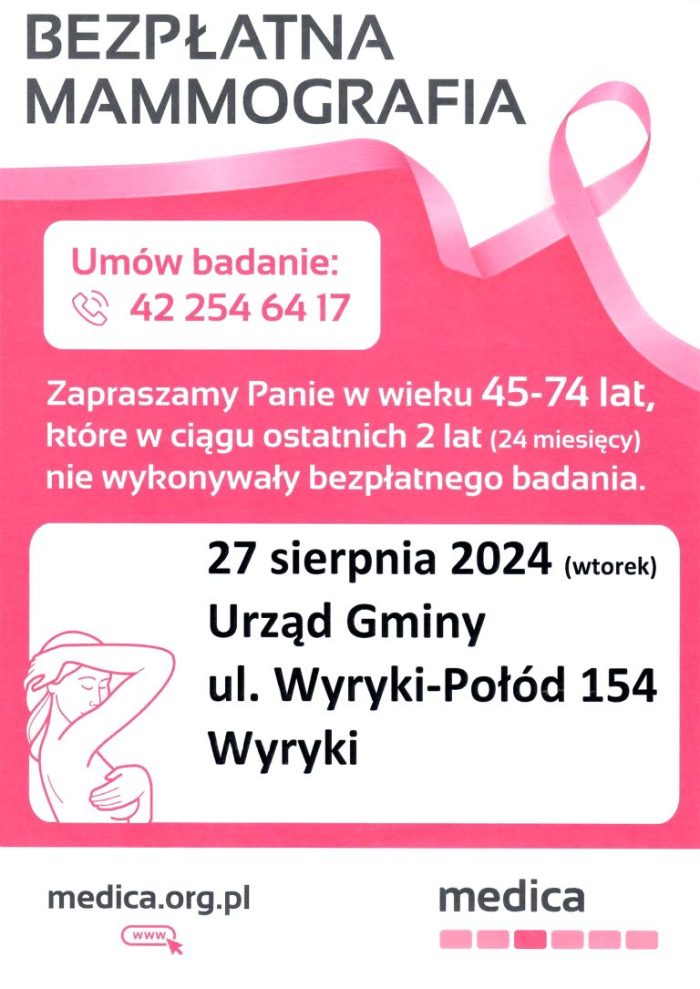 Miniaturka artykułu Bezpłatna mammografia dla Pań w wieku od 45 do 74 lat