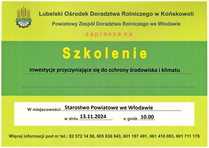 Miniaturka artykułu Szkolenie dla rolników – „Inwestycje przyczyniające się do ochrony środowiska i klimatu”