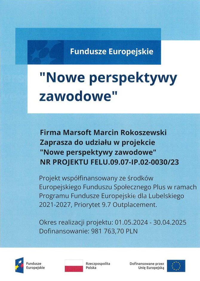 Plakat projektu Nowe Perspektywy zawodowe - grafika nadesłana