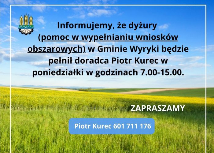 Miniaturka artykułu Dyżury doradcy w Gminie Wyryki